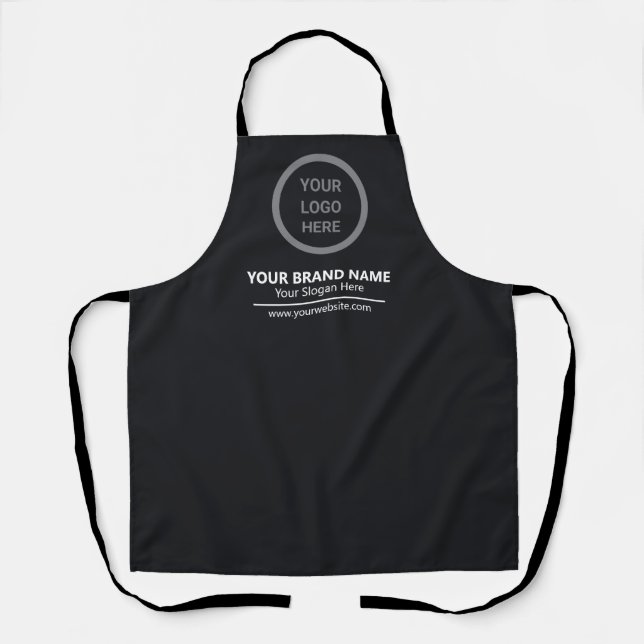 Black Minimalist Modern Custom Logo Promotional Apron (Front)