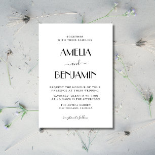 Black Minimalist Modern Elegant Formal Wedding Invitation