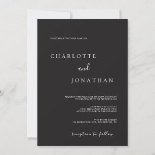 Black Minimalist Modern Elegant Wedding Invitation