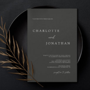 Black Minimalist Modern Elegant Wedding Invitation