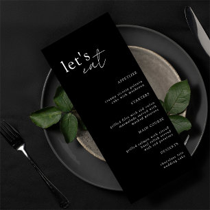 Black Minimalist Modern Elegant Wedding Menu