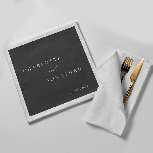 Black Minimalist Modern Elegant Wedding Napkin (Creator Uploaded)