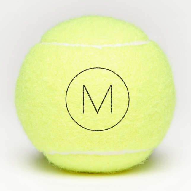 Black Minimalist Modern Font Monogram Tennis Balls (Front)