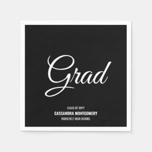 Black Minimalist Modern Graduation Party Napkin
