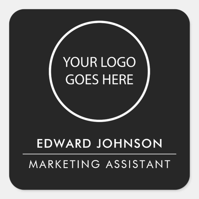 Black Minimalist Modern Logo Square Sticker (Front)