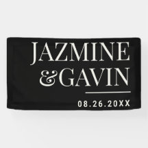 Black Minimalist Modern Personalised Wedding