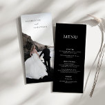 Black Minimalist Modern Photo Wedding Menu<br><div class="desc">Black Minimalist Modern Photo Wedding Menu</div>