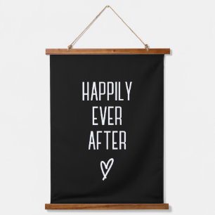 Black Minimalist Modern Wedding Hanging Tapestry