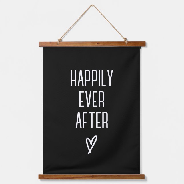 Black Minimalist Modern Wedding Hanging Tapestry (Front)