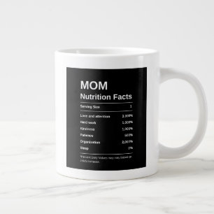 Black Minimalist Mom Nutrition Facts Typography Large Coffee Mug