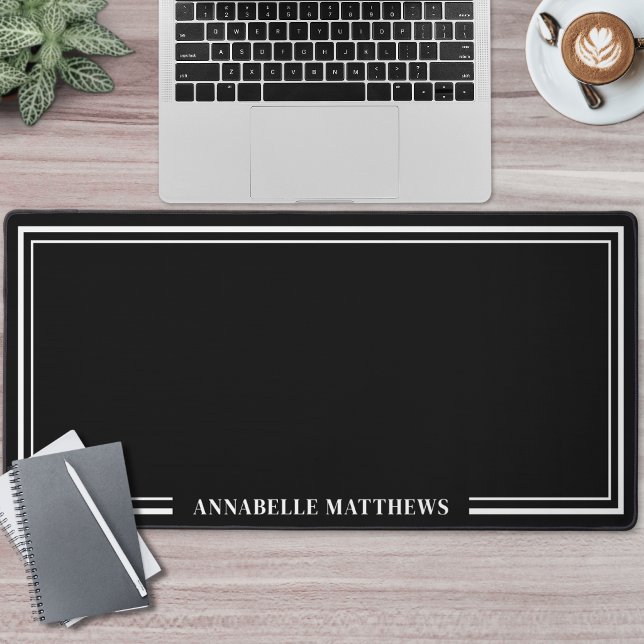 Black Minimalist Monogram Desk Mat (Black Minimalist Monogram Desk Mat )