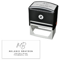 Black Minimalist Monogram Name Return Address
