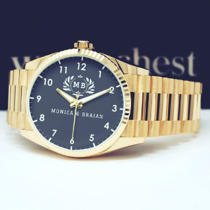 Black Minimalist  Monogram Watch Anniversary Gift