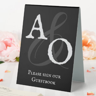 Black Minimalist Monogram Wedding