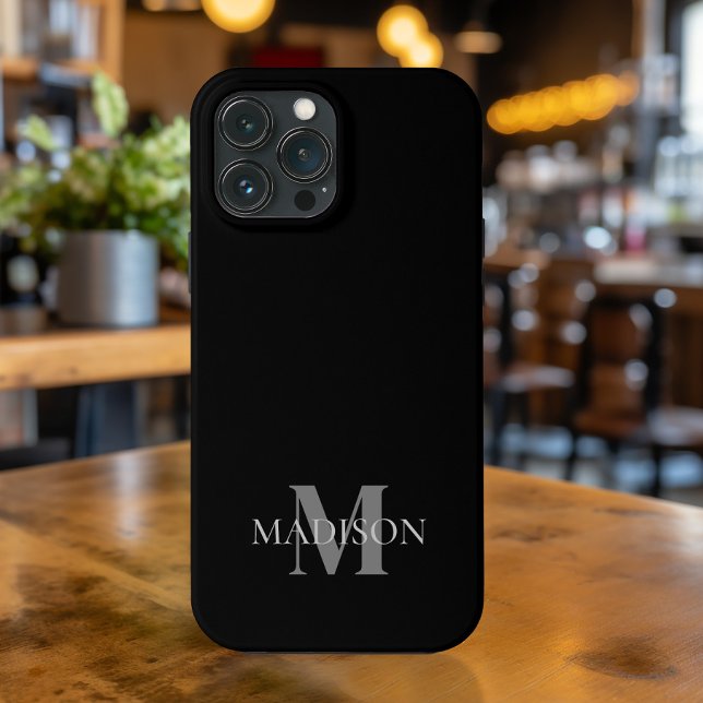 Black Minimalist Monogrammed Case-Mate iPhone Case (Creator Uploaded)