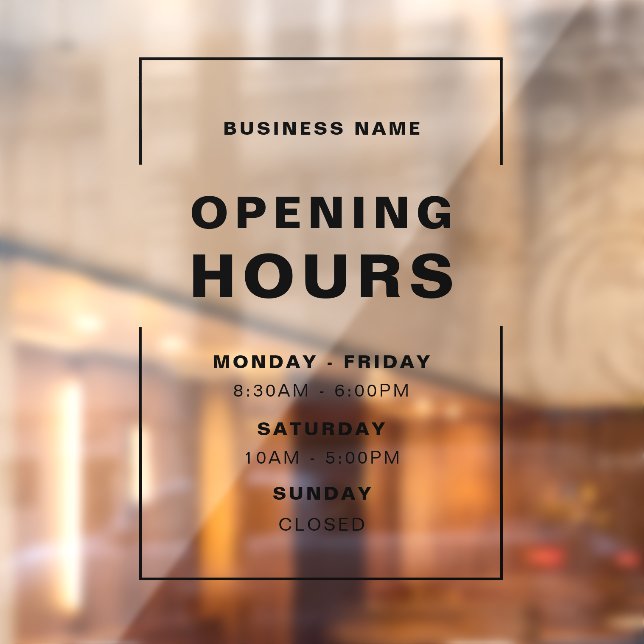 Black Minimalist Opening Hours with Business Name (Sheet 2)