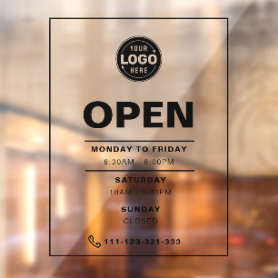 Black Minimalist Opening Hours with Logo