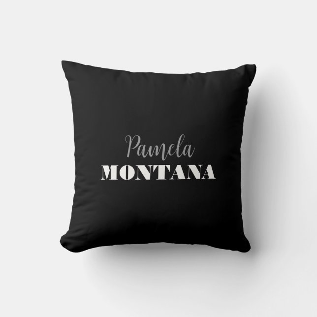 Black Minimalist Personal Modern Cushion (Front)
