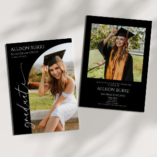 Black Minimalist Photo Arch Graduation Party Invitation
