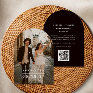 Black Minimalist Photo Save Our Date Arch Save The Date