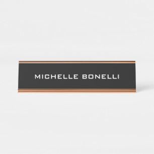 Black Minimalist Plain Modern Desk Name Plate