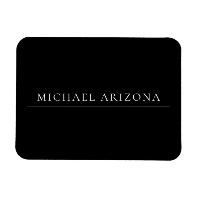 Black Minimalist Plain Modern Own Name Magnet (Horizontal)