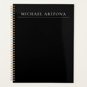 Black Minimalist Plain Modern Own Name Planner
