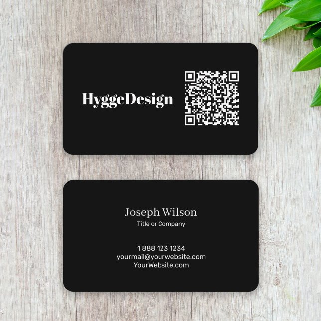 Black Minimalist Professional Custom QR Code Business Card (Creator Uploaded)