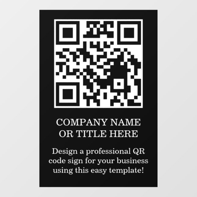 Black Minimalist QR Code Business Window Cling (Sheet)