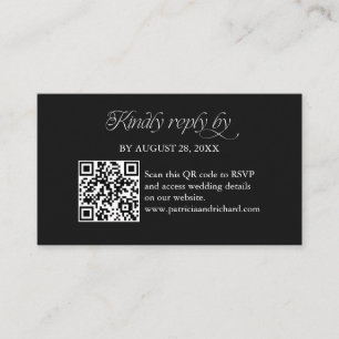 Black Minimalist QR Code RSVP Scan to Reply Enclosure Card