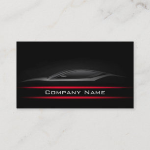 Black Minimalist Red Line Car Darker Layout Business Card