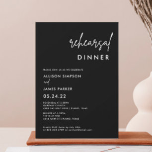Black Minimalist Rehearsal Dinner Invitation