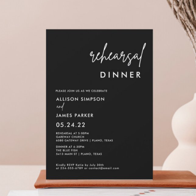 Black Minimalist Rehearsal Dinner Invitation (Creator Uploaded)