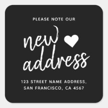 Black Minimalist Rustic Script New Address