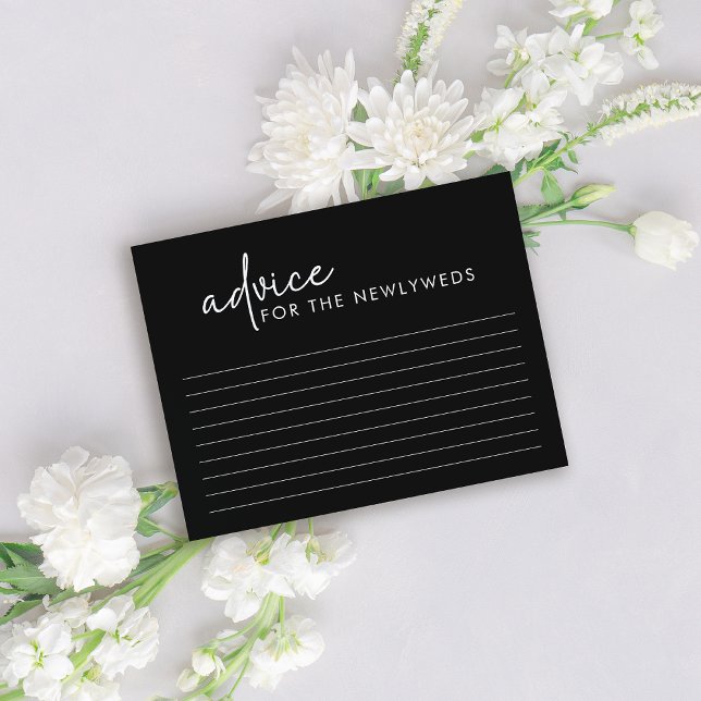 Black Minimalist Script Bridal Shower Advice Card (Creator Uploaded)