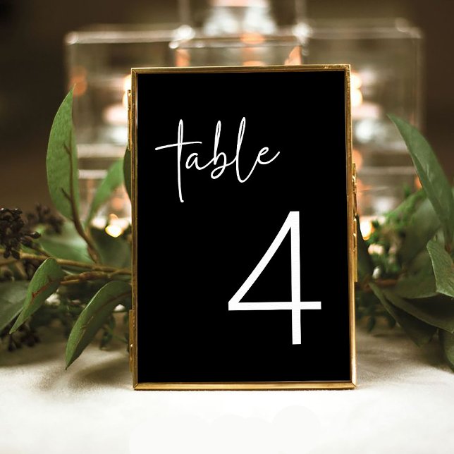 Black Minimalist Script Bridal Shower Flat Table Number (Creator Uploaded)