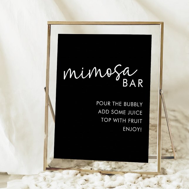Black Minimalist Script Bridal Shower Mimosa Bar  Poster (Creator Uploaded)