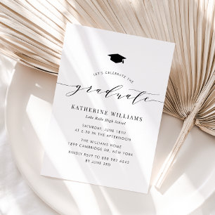 Black Minimalist Script Graduation Party Invitation