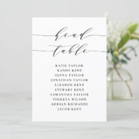 Black Minimalist Script Head Table Card