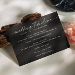Black minimalist script wedding party timeline invitation<br><div class="desc">Black simple minimalist script wedding party timeline card. Please contact me if you need additional items.</div>