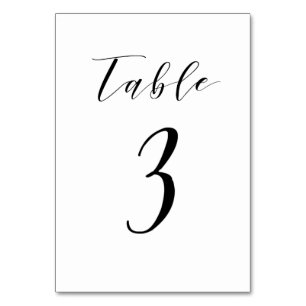Black Minimalist Script Wedding Table Number
