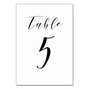 Black Minimalist Script Wedding Table Number