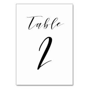 Black Minimalist Script Wedding Table Number