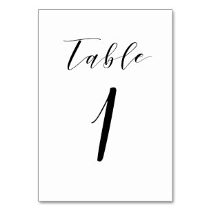Black Minimalist Script Wedding Table Number