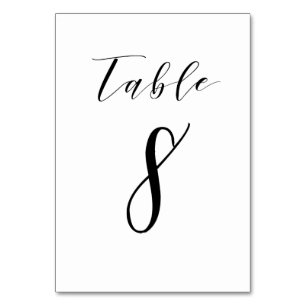 Black Minimalist Script Wedding Table Number
