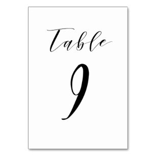 Black Minimalist Script Wedding Table Number