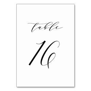 Black Minimalist Script Wedding Table Number 16