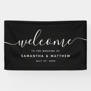 Black Minimalist Script Welcome To The Wedding Banner