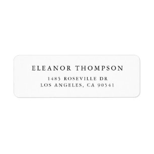 Black Minimalist Serif Typography Personalised Return Address Label