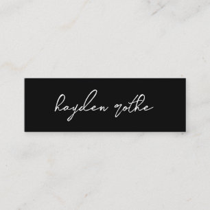 Black Minimalist Signature Script Font Name Mini Business Card